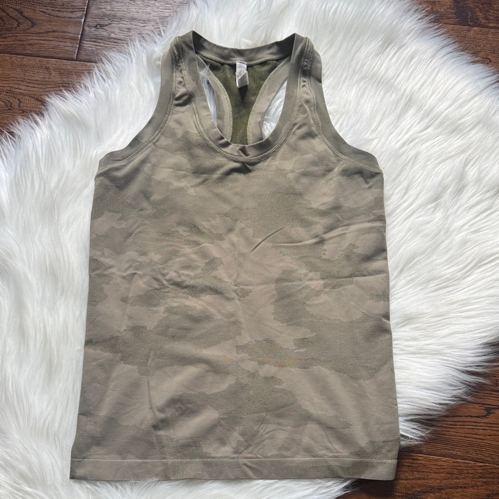 Athleta Olive Green Camouflage Tank Top